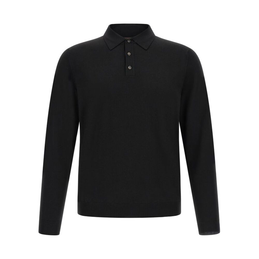 ZANONE Black Virgin Wool Polo Men's Shirt